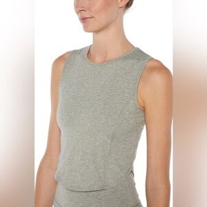 Zobha Christine Tank Heather Shadow Green Athletic Crop Top Built in Sports Bra